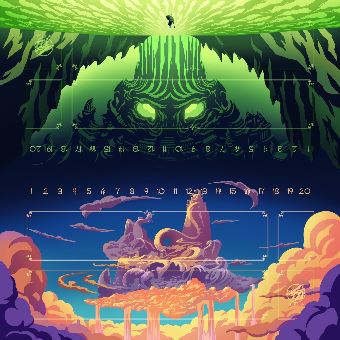 Above and Below 2 Player Cloth Playmat With Zones