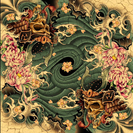 Vintage Blue Warrior 2 Player Cloth Playmat