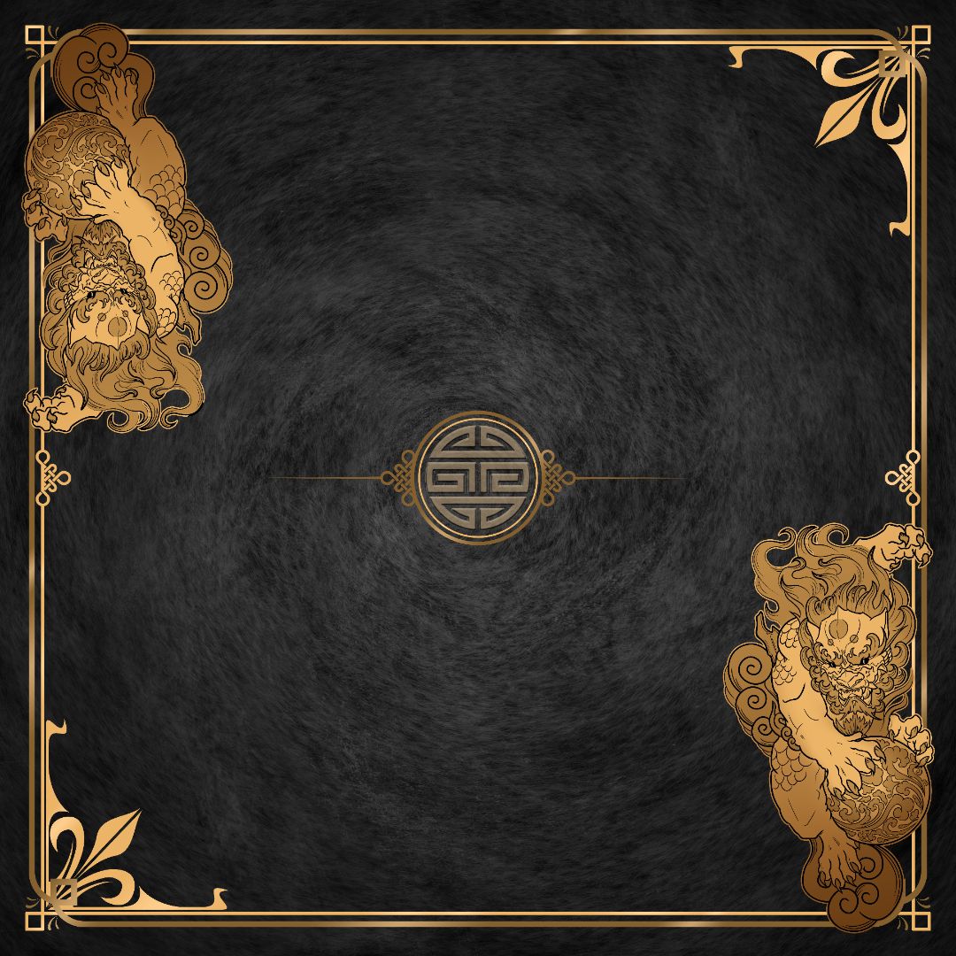 Foo Dog Two Player Cloth Playmat Gold