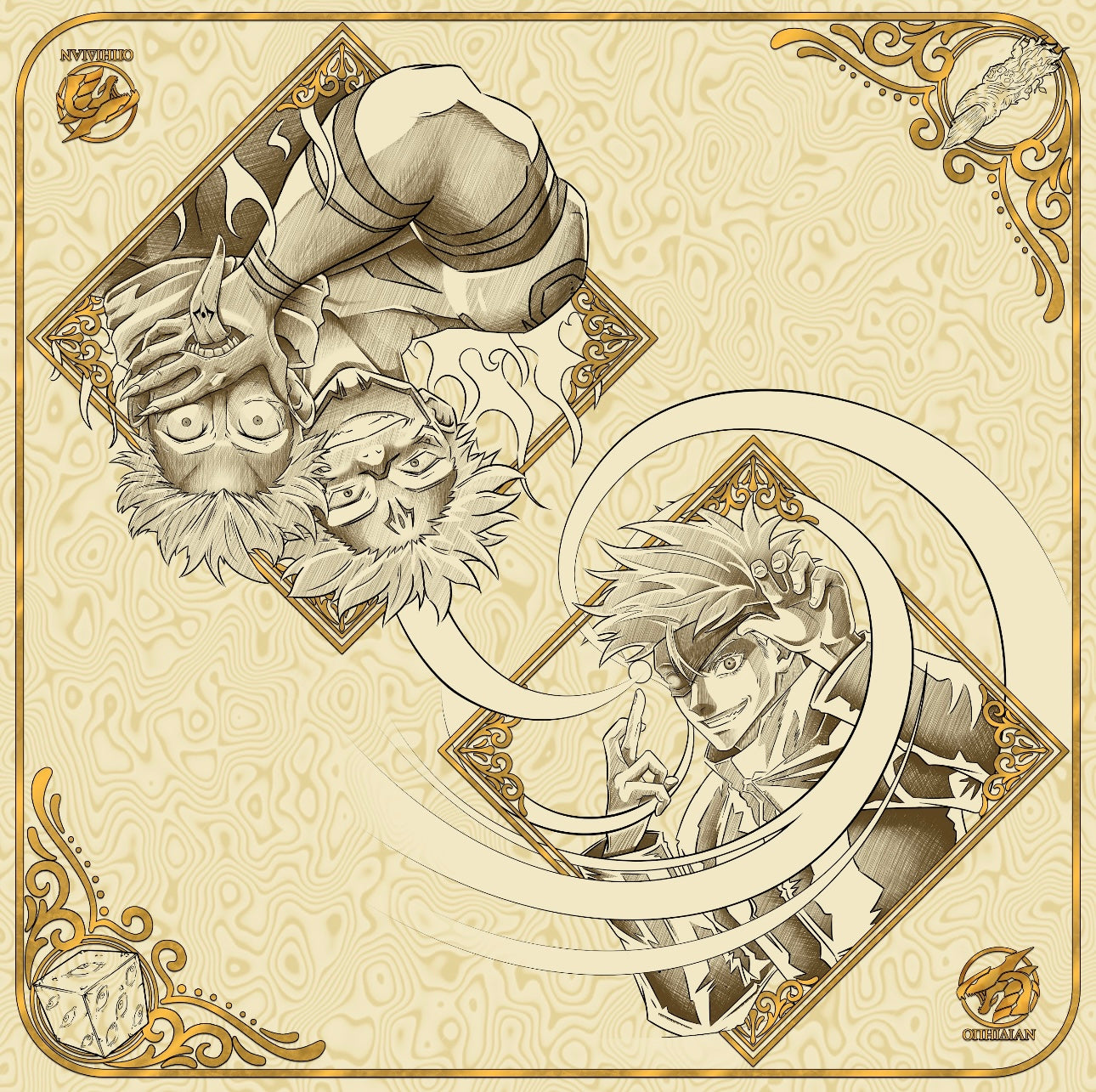 Domain Expansion 2 Player Cloth Playmat Tan