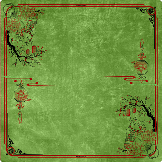 Fortune Cat Green Two Player Cloth Playmat