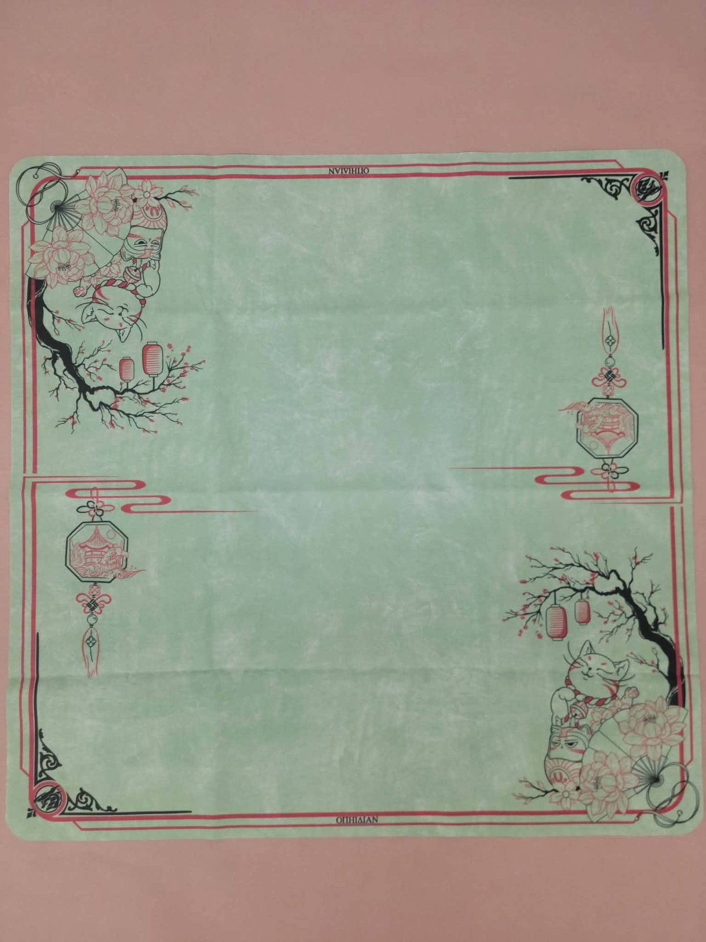 Fortune Cat Green Two Player Cloth Playmat