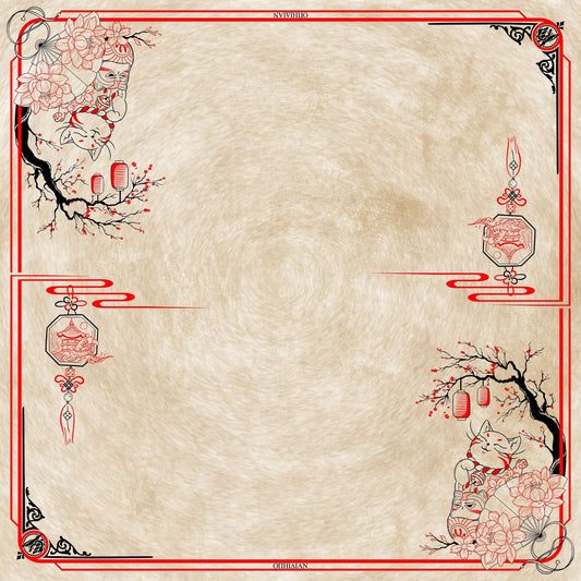 Fortune Cat Cream Two Player Cloth Playmat