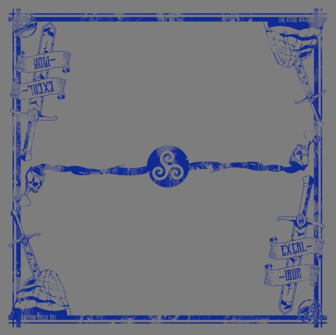 Excalibur 2 Player Cloth Playmat Grey/Blue